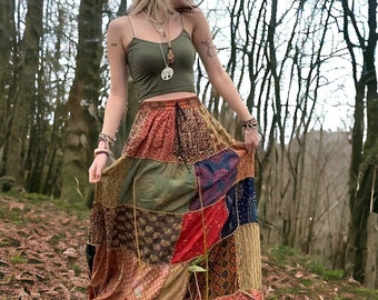 Patchwork Boho Cotton Skirt - Womens Boho Hippie Clothing - FreeSpiritKate