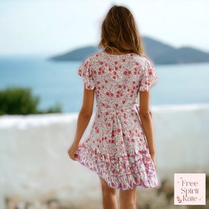 Boho V-Ausschnitt Kurzes Kleid aus natürlicher Baumwolle Mehrere Farben erhältlich Natürliche Boho-Kleidung für Frauen FreeSpiritKate Bild 7