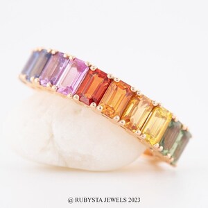 Rainbow Sapphire Wedding Ring, Sapphire Engagement Ring, Ring for Her ...
