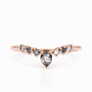 Salt and Pepper diamond Ring | Salt and pepper Ring | Pear Diamond Ring | salt and pepper Stackable ring | Stacking ring | Solid Gold Ring
