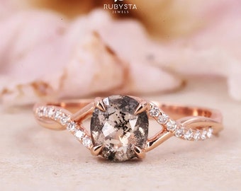 Salz und Pfeffer ovaler Diamant Verlobungsring klarer Diamant Ring Paarringe Gold Brautjungfer Geschenk für sie Stapelringe - Rubysta