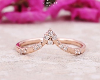 Stapelring | Stapelbarer Ring | Drachen Diamant Stapelring | 14k Drachen Goldring | Natürlicher Diamant Ring | weißer Diamant Ring | geschwungener Ring Diamant