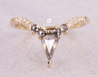 Salz und Pfeffer Drachen Diamant Ring | Drachen Ring | Stapeldrachen Diamant Ehering | Stapelring | Verlobungsring Stapeln