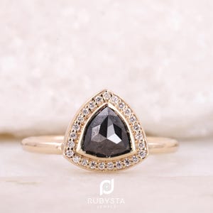 Salt and Pepper diamond Ring | Salt and pepper Ring | Trillion Diamond Ring