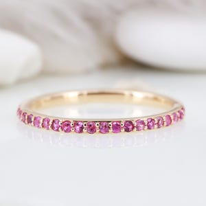 Pink sapphire ring Sapphire ring Engagement ring Half eternity ring Full eternity wedding band bridesmaid gift - Rubysta