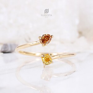 Einzigartige natürliche Farbe Diamant Verlobungsring | Birne Karo | Diamant Ring | Ausgefallener Diamant-Ring