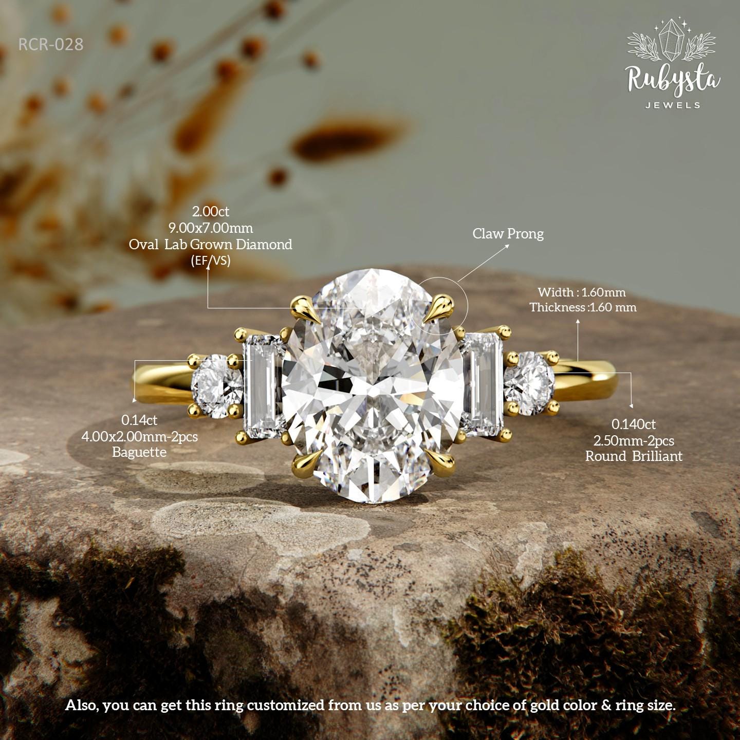 2.00ct -VS1 イェローオーバルカットラボグロウンダイヤモンド婚約指輪