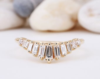 Anillo de compromiso / Anillo de diamantes baguette / Anillo baguette / Anillo de compromiso baguette / Anillo apilable de diamantes / Anillo baguette de diamantes