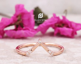 Stacking Ring | Stackable Ring| Kite Diamond Stacking Ring| 14k Kite Gold Ring| Natural Diamond Ring| white Diamond Ring| curve ring diamond