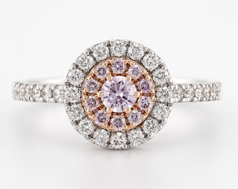 18k Gold Natural Pink Diamond Engagement Ring