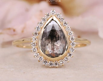 Salz und Pfeffer Diamantring für die Verlobung Vintage-Ring Art-Deco-Ring Diamantring Versprechen Vintage-Ring Vintage-Ring