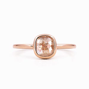 Rose Cut Diamond Ring | Red Veined Rustic Stone, Rose Gold