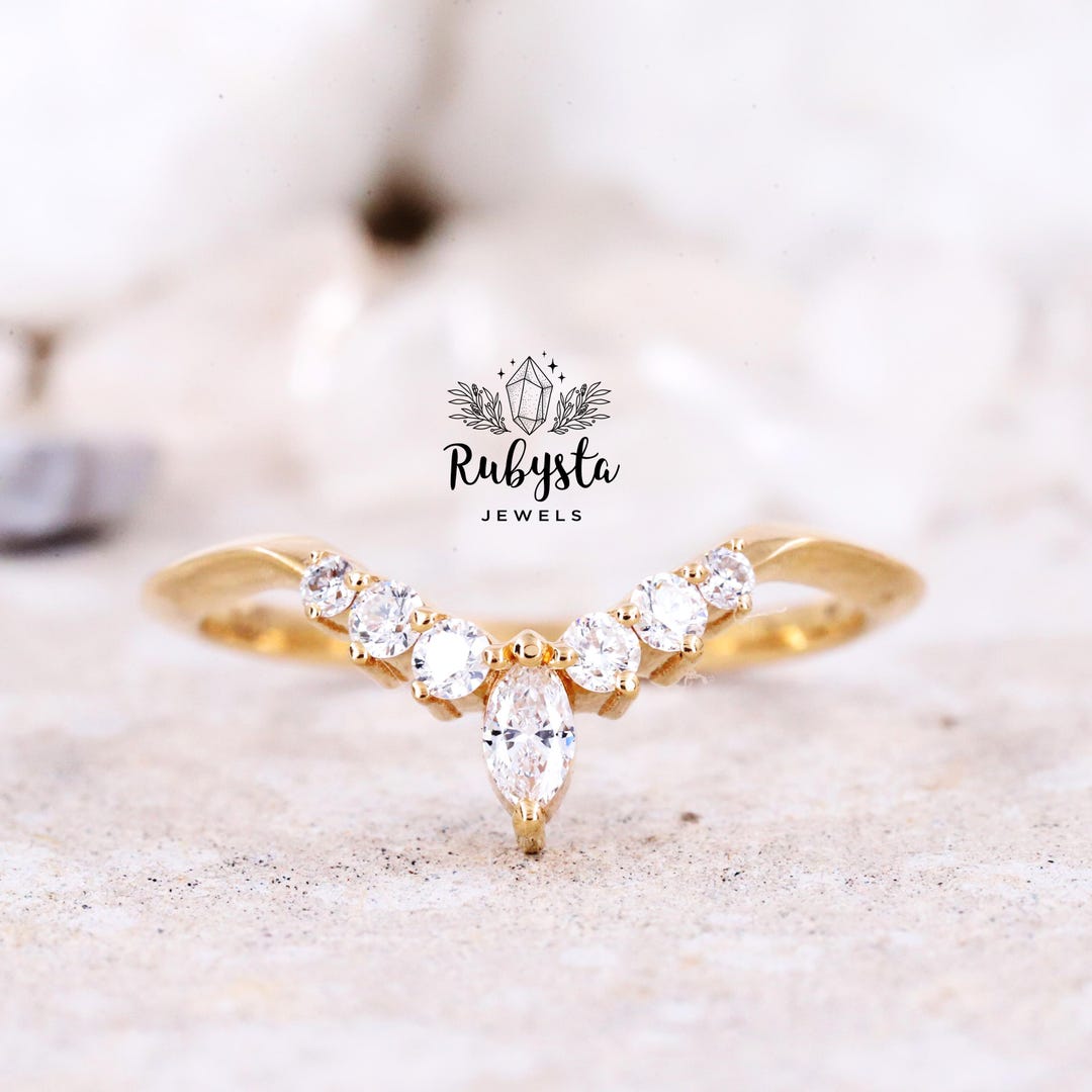 14k Solid Gold Marquise Diamond Ring: Stackable Engagement Ring - Etsy