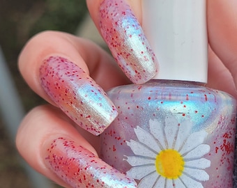 Amanita Nail Polish: Frosty Jelly with Red Glitter & Blue Shimmer (15ml)