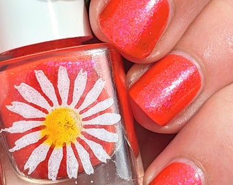 Verve, 15ml 21-free Indie Nail Polish, Vivid Hot Coral Jelly with Pink Shimmer