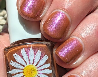 Vim, 6ml and 15ml 21-free Indie Nail Polish, Warm Brown Jelly with Pink Shimmer