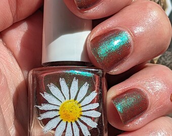 Afterimage, 6ml 21-free Indie Nail Polish, Deep Maroon Jelly with Teal Green Shimmer