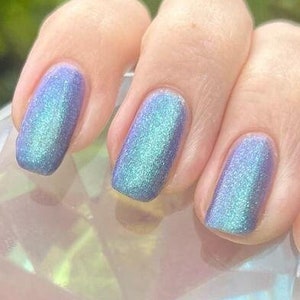 Ephemeral, 6ml and 15ml 21-free Indie Nail Polish, Delicate Purple Jelly with Teal Blue Shimmer