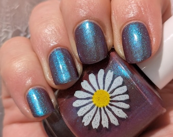 Mosaicus, 15ml, Mahogany Brown Indie Nail Polish with Aqua Blue Shimmer