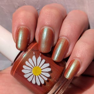 Borealis, 15ml 21-free Indie Nail Polish, Burnt Umber Polish with Green to Blue Shimmer