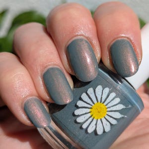 Hydrophora, 15ml 21-free Indie Nail Polish, Grey Green Nail Polish with Bronze Metallic Micro Flakes and Orange Shimmer