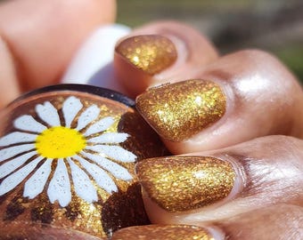 Chrysitis Brown Jelly Nail Polish, Gold Shimmer Flakes (15ml)