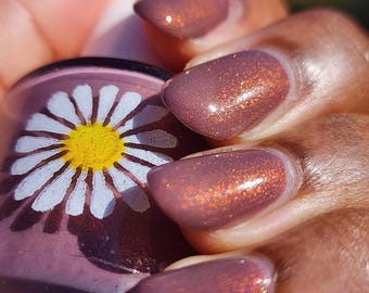 Cryptotora, Dusky Mauve Indie Nail Polish, Orange Shimmer, Red Micro Flakes (15ml)
