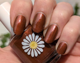 Pteropus Indie Nail Polish, Brown Orange Shimmer, Micro Flakes (15ml)