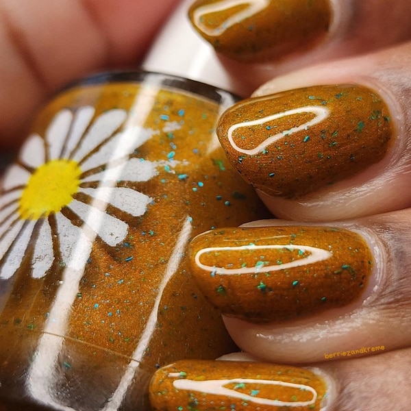 Penicillium Bronze Jelly Nail Polish with Blue Metallic Flakes & Orange Shimmer