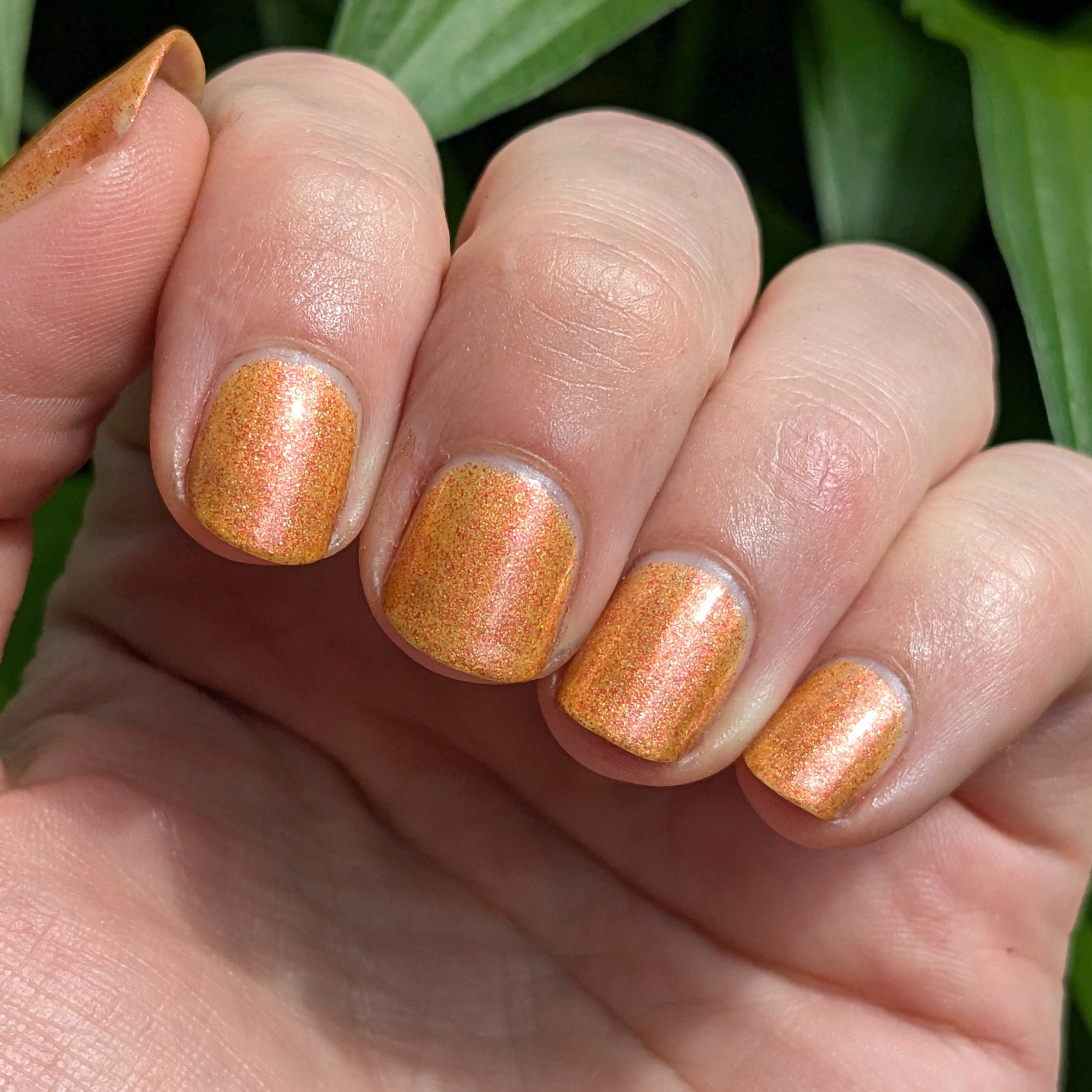 Agate, 15ml 21-free Indie Nail Polish, Warm Yellow Ochre Jelly with Red Shimmer and Micro Flakes
