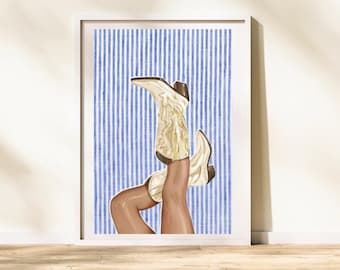 Costal Cowgirl Poster | Beachy | Cowgirl Boots Poster