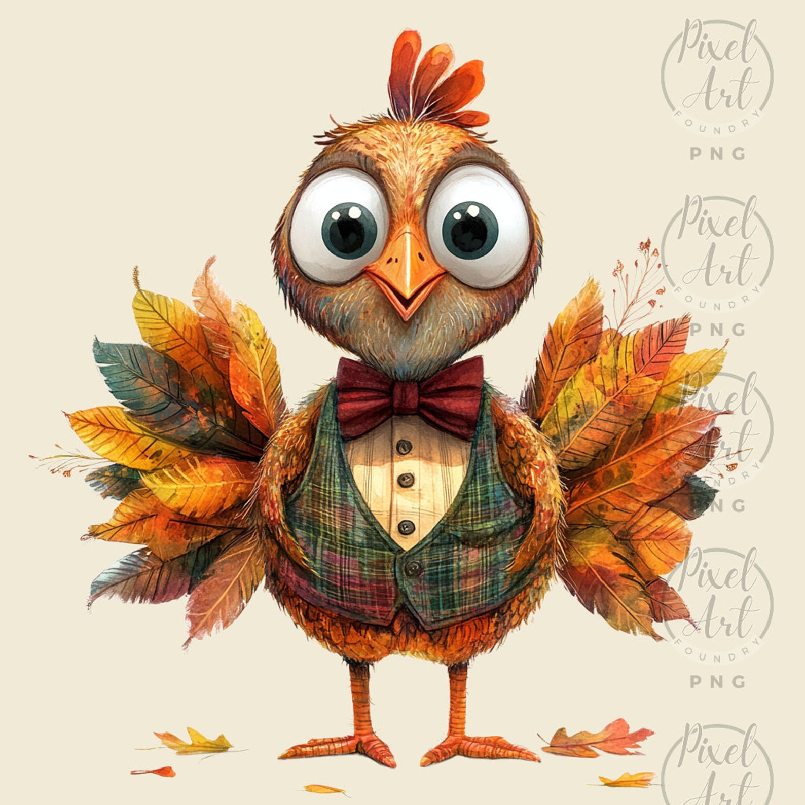 Retro Turkey Clipart: Thanksgiving Character PNG Collection - Etsy