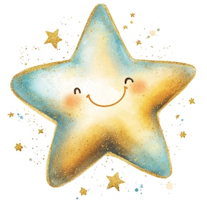Adorable Kawaii Star Clipart Set, 23 PNGs, Smiling Stars and Holiday Decor for Crafts, Cards, Digital Projects, Holiday Star, Northern Star