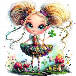 Whimsical Forest Sprite Clipart: Fairy Nursery Decor (JPG Digital Download)