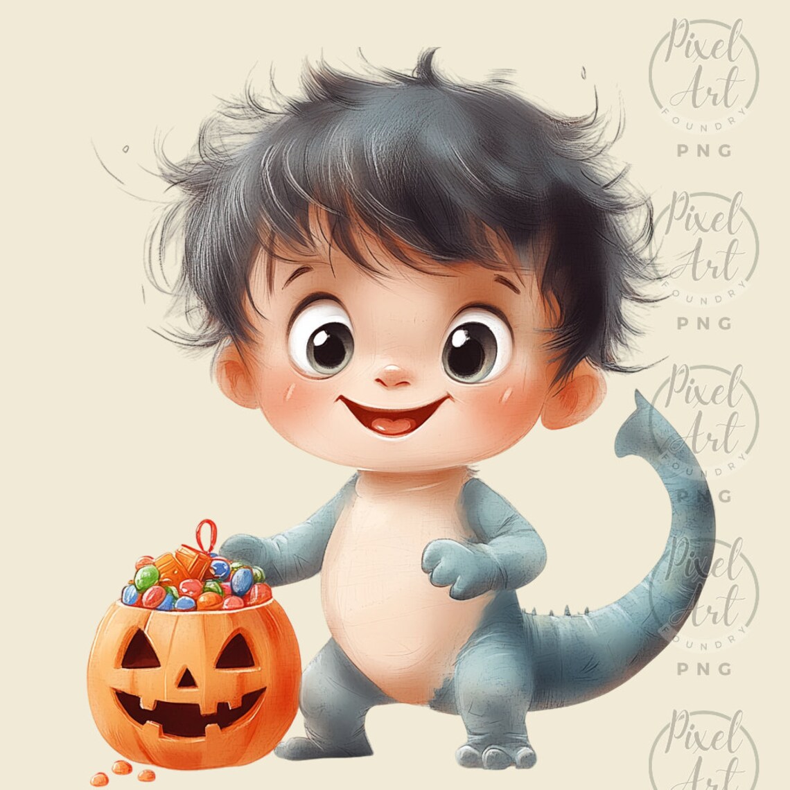 Quirky Halloween Baby Boys Clipart Collection 25 PNG Images Adorable