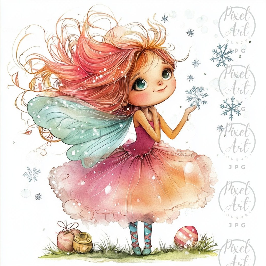 Pink Winter Fairy Clipart Collection Magical Fairy Art Whimsical Pink ...