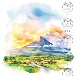 Philippines Travel Clipart: Watercolor Tropical Island Scenes (JPG)