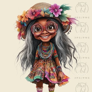Quirky Festive African Elder Clipart Fun Cultural Elder Woman Illustration Playful Tribal Art Music and Dance Holiday Clipart 24 PNG JPG