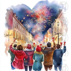 Wintery European Streets Clipart Collection Christmas Market Scenes Snowy City Streets Watercolor Art Junk Journal Scrapbooking 23 JPG