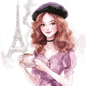 Parisian Lover Whimsical Romantic Clipart 21 JPG Illustrations Stylish Figures  Eiffel Tower Art Chic Decor Greeting Cards Scrapbook French