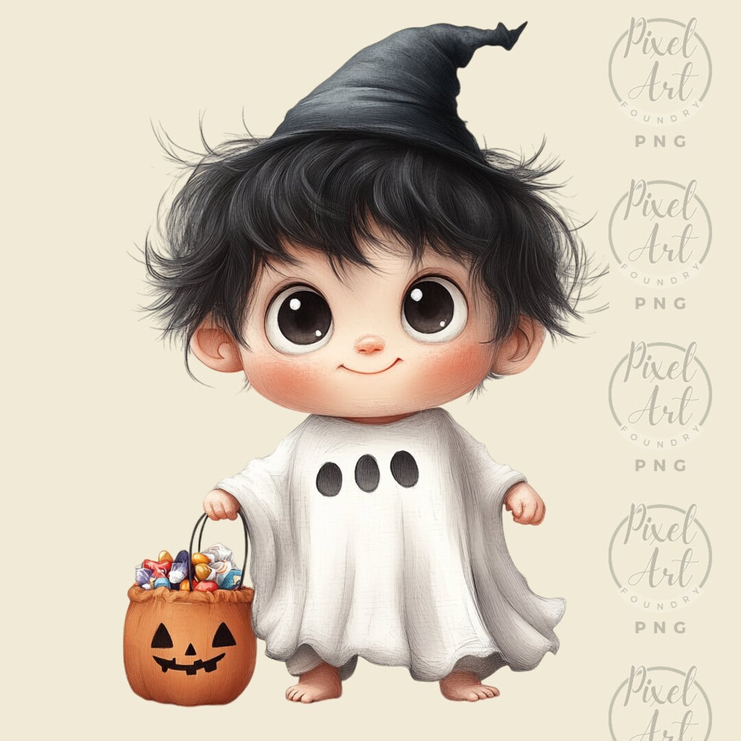 Quirky Halloween Baby Boys Clipart Collection 25 PNG Images Adorable
