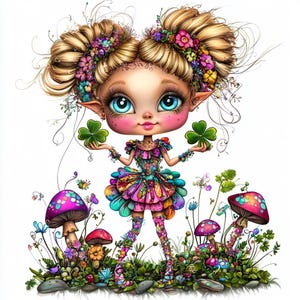 Steampunk Forest Sprite Clipart Magical Fairy Illustrations 15 JPG Nursery Decor Crafting Scrapbook Card Making St Patricks Day Quirky Art
