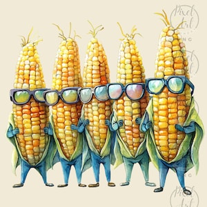 Superhero Corn Clipart: Corny Crusaders Illustrations (23 PNG) (Digital Art)