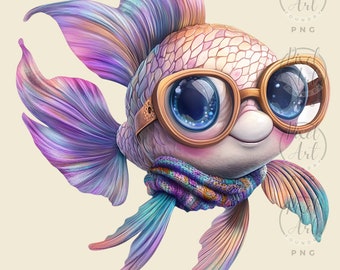 Pisces Zodiac Fish Clipart: Whimsical Celestial Art (24 PNG)
