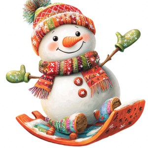 Festive Winter Snowman Clipart Set, 24 PNGs, Cute Snowmen with Scarves and Hats, Perfect Christmas Crafts, Colorful Snowman, Snowman Clipart