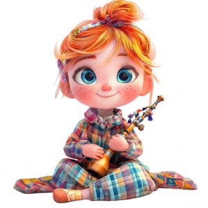 Scottish Lass Clipart Collection, 21 PNGs, Cozy Highland Girl Art, Cute Redhead Characters in Plaid, Autumn Craft Projects, Scottish Girl