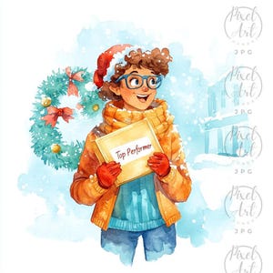 Festive Sales Team Clipart Holiday Success Digital Art Winter Business Celebrations JPG 20 Images for Marketing Newsletters Company Updates