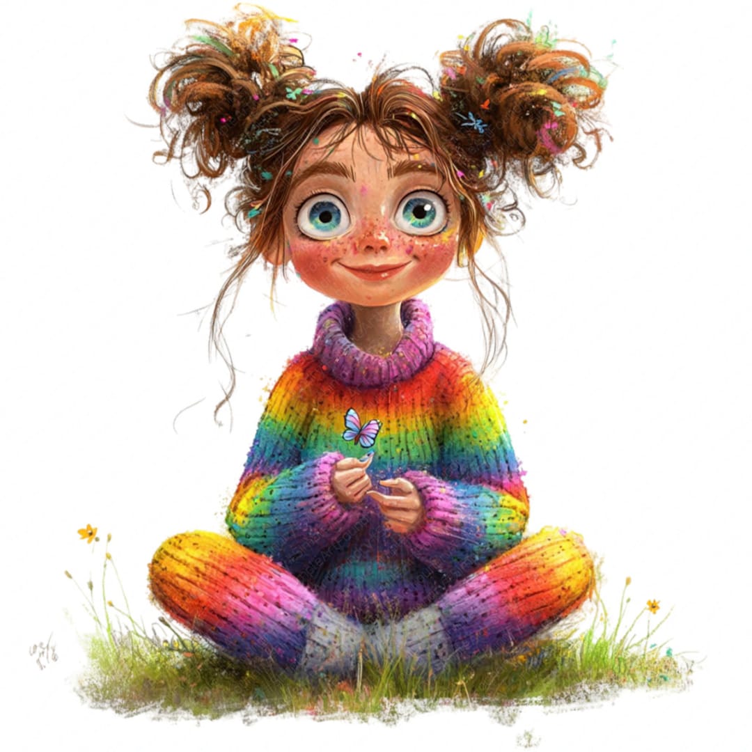 Sweet Quirky Girls Clipart Set – 19 Whimsical Pngs of Cute Girl ...