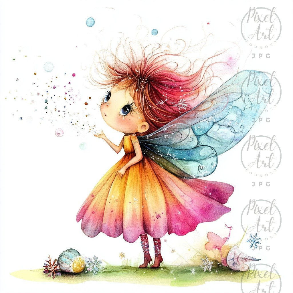 Pink Winter Fairy Clipart Collection Magical Fairy Art Whimsical Pink ...