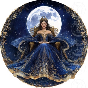 Celestial Goddess Moon Phases Clipart, Mystical Night Sky Art, Moonlit Female Figures, Lunar Phases Art, Goddess Moon Digital, 20 PNGs